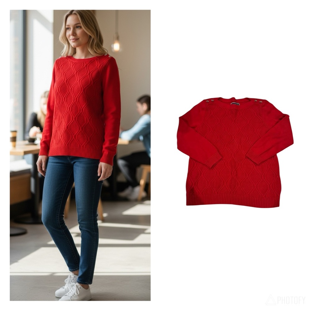 Karen‎ Scott Red Crew Neck Sweater